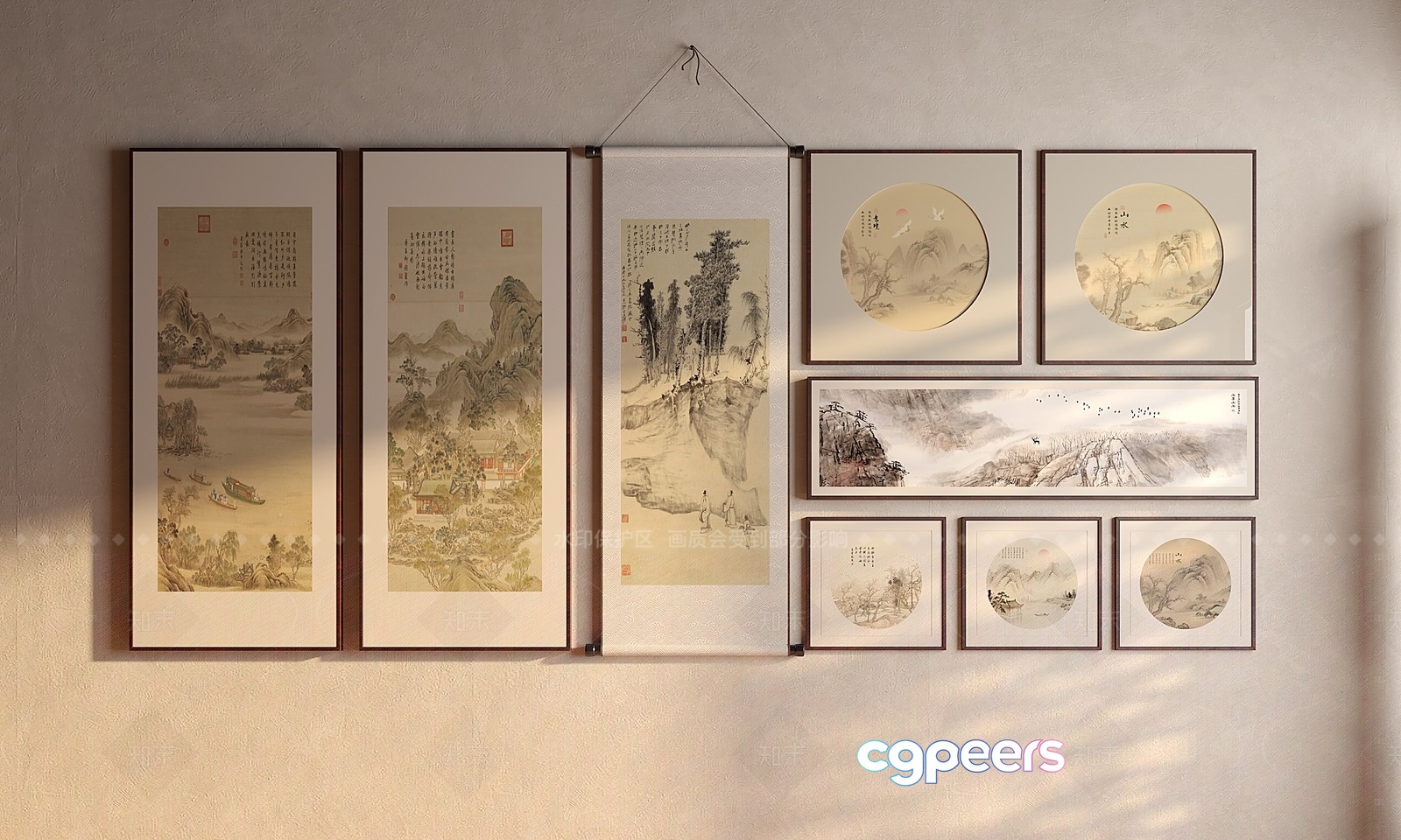 A Collection Of Asian-Style Paintings 3D Model - 647 - VRAY Render