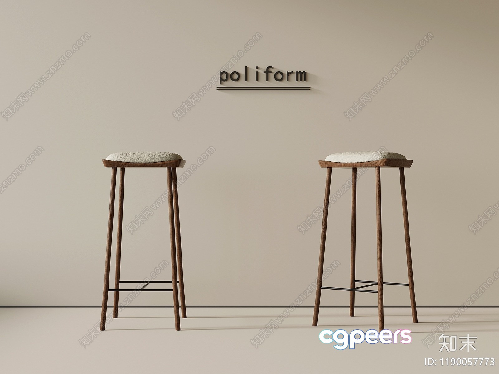 Modern Bar Stools 3D Model - 16527 - VRAY Render