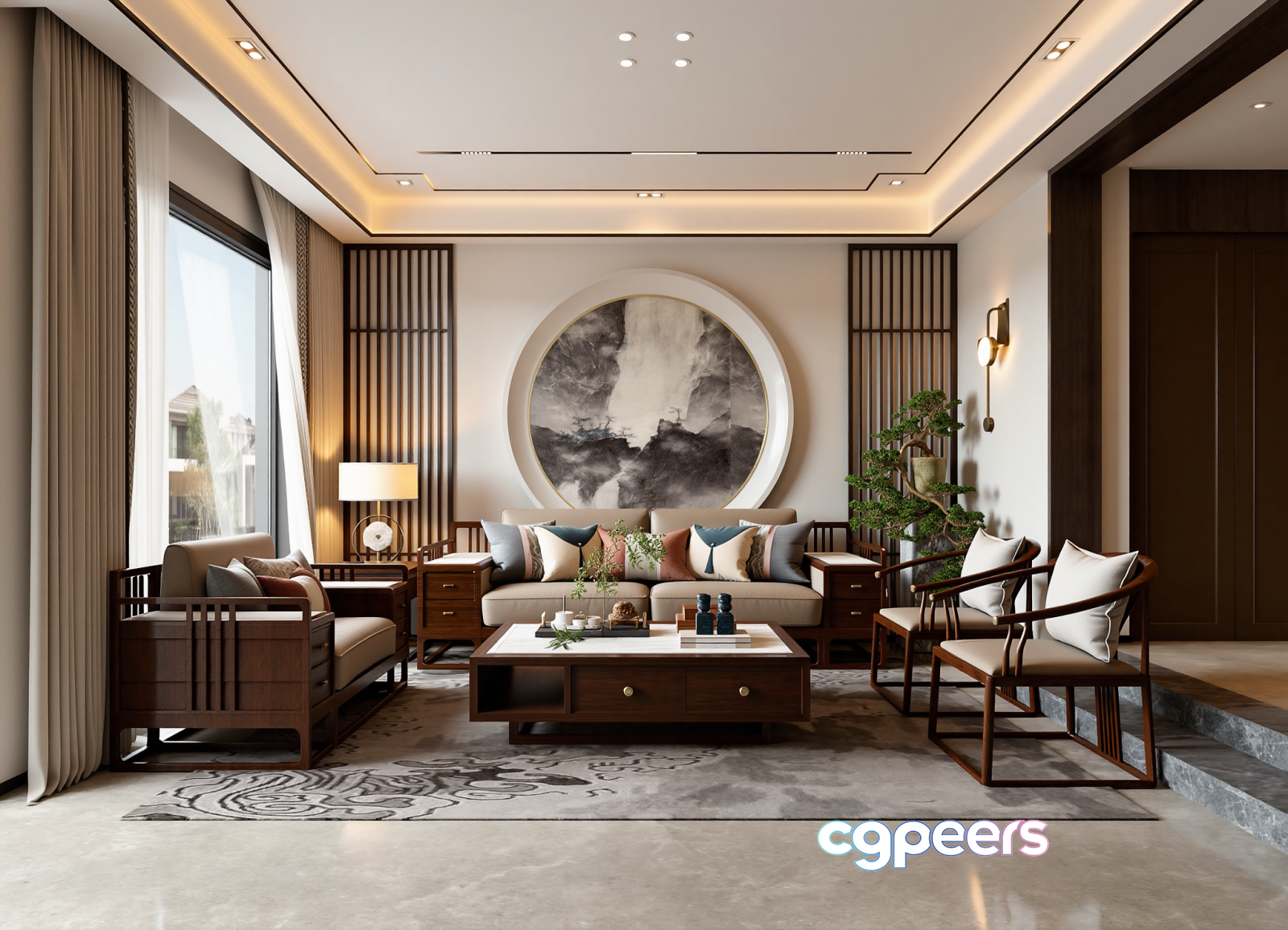 Modern Living Room 3D Model - 9560 - VRAY Render