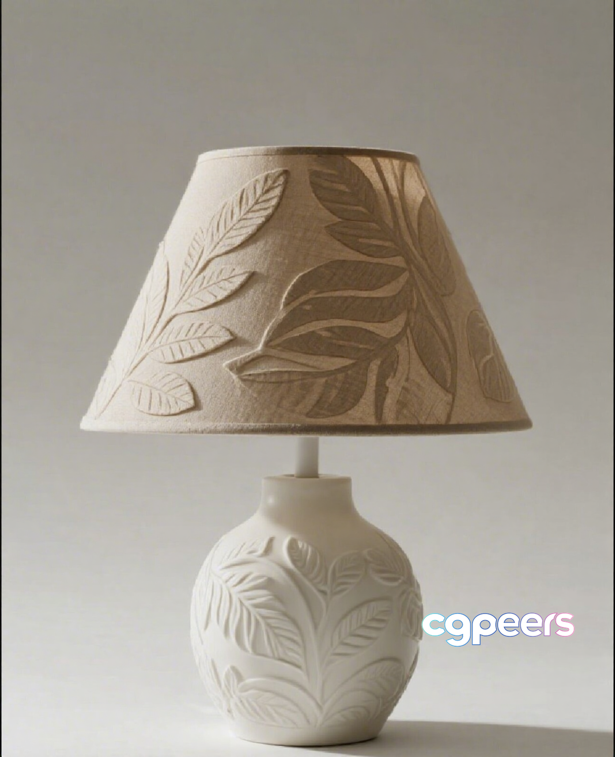 A White Lamp With A Leaf Pattern 3D Model - 1869 - VRAY Render