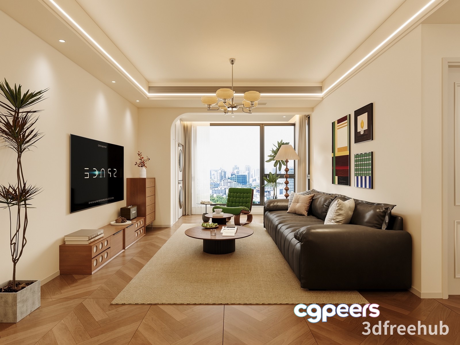 Modern Living Room 3D Model - 21597 - VRAY Render