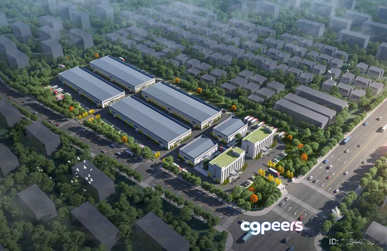 The Main Subject Is A Large Building With A Gray Roof 3D Model - 11551 - VRAY Render