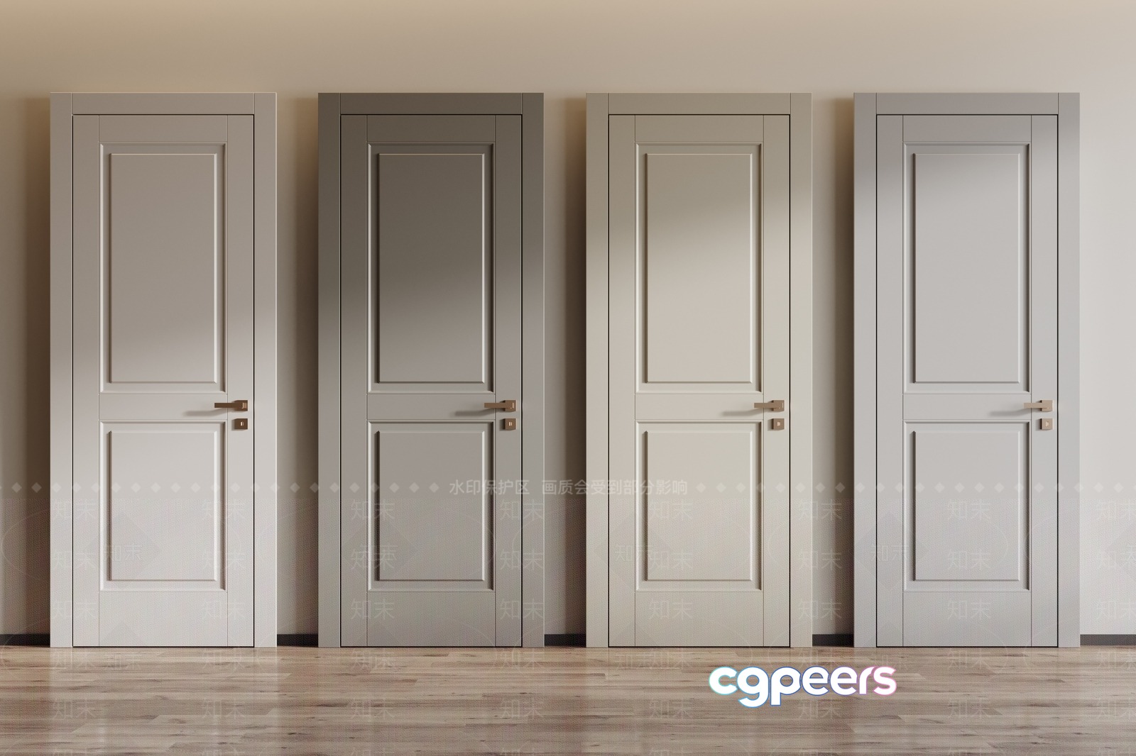 Four White Doors 3D Model - 16941 - VRAY Render Four White Doors 3D Model - 16941 - VRAY Render