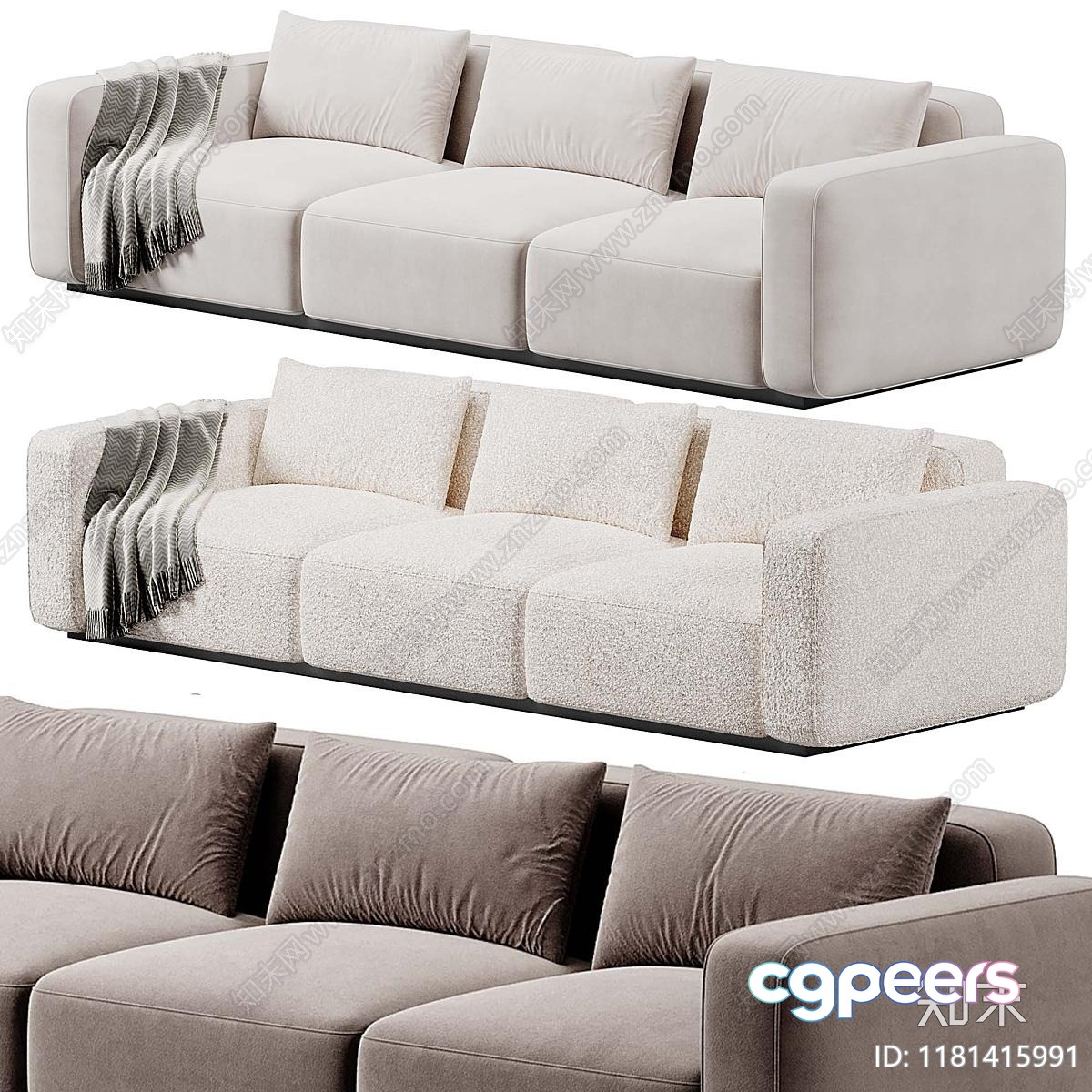 Modern Beige Sofa 3D Model - 3802 - VRAY Render