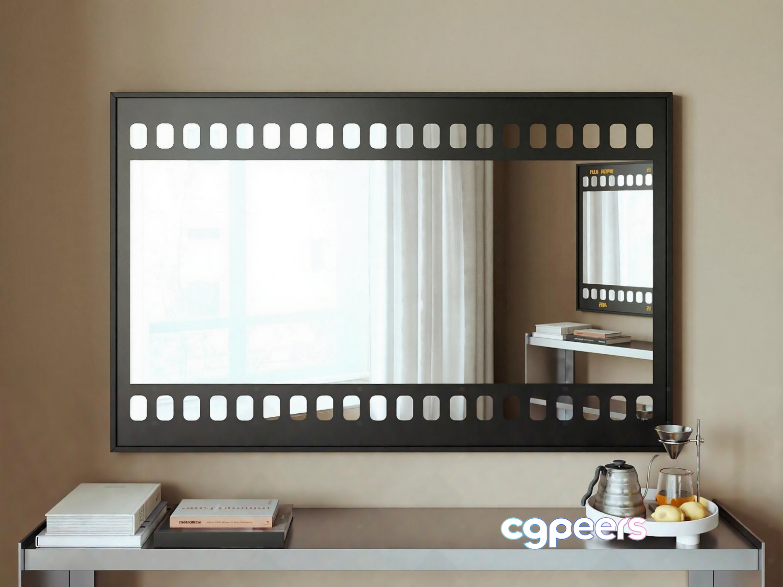 A Black Mirror With A Unique Design 3D Model - 20652 - VRAY Render A Black Mirror With A Unique Design 3D Model - 20652 - VRAY Render