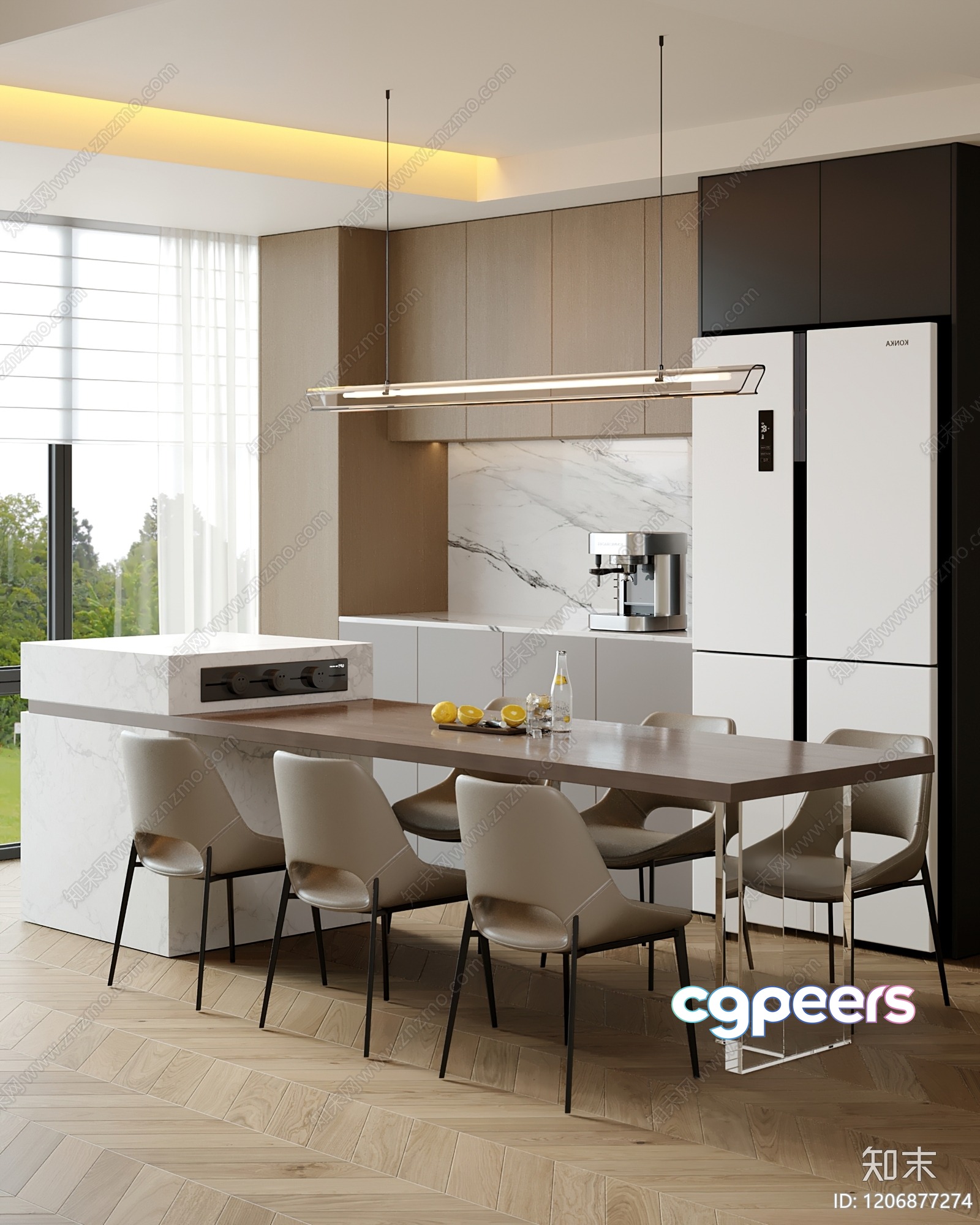 Modern Kitchen Area 3D Model - 7562 - VRAY Render Modern Kitchen Area 3D Model - 7562 - VRAY Render
