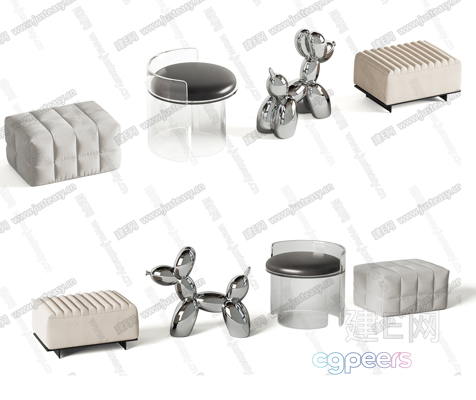 Modern Neutral-Colored Furniture 3D Model - 2491 - CORONA Render