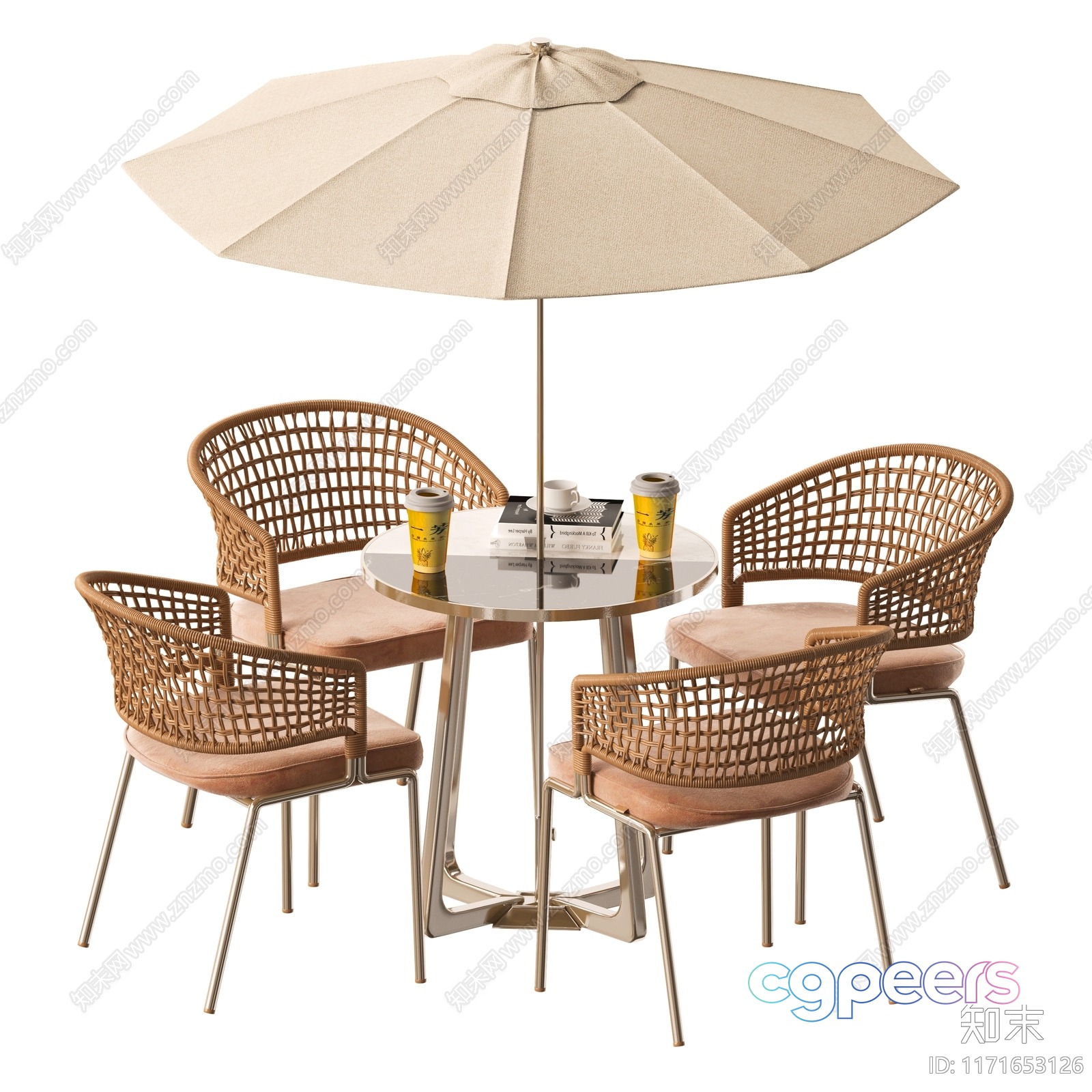 Outdoor Table And Chairs 3D Model - 8792 - VRAY Render