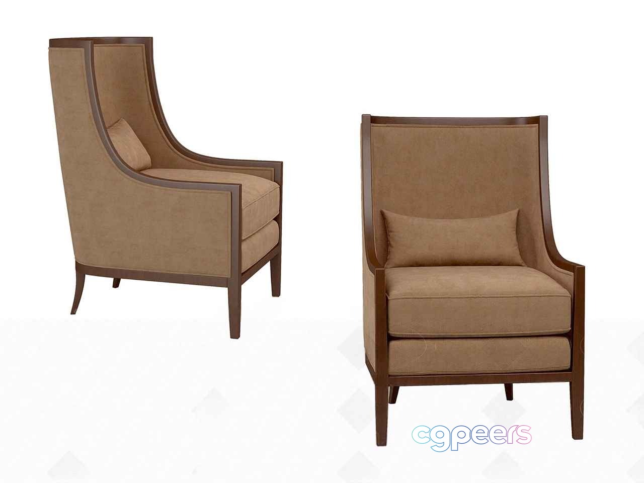 Two Beige Chairs 3D Model - 18813 - VRAY Render