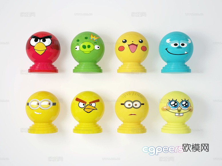 Angry Birds Figurines 3D Model - 6404 - VRAY Render