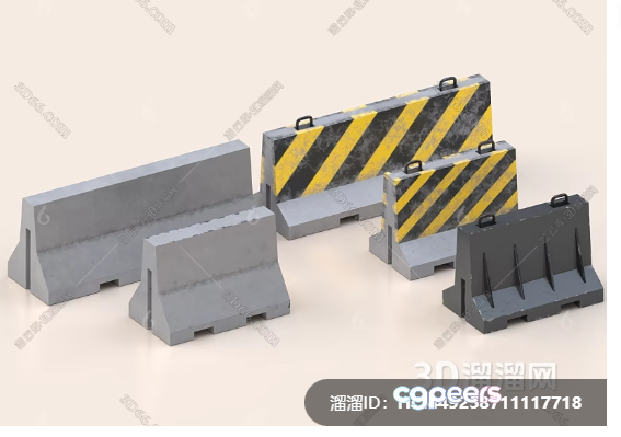 Concrete Barriers 3D Model - 3607 - VRAY Render