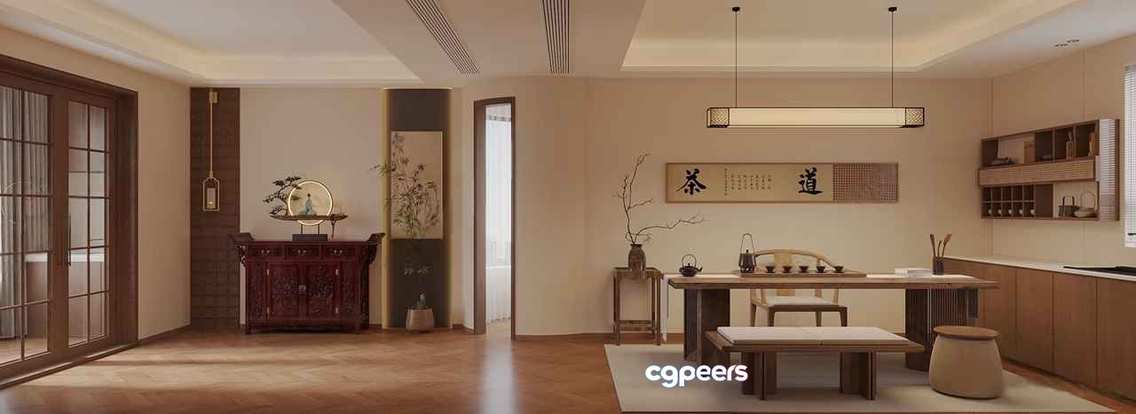 A Minimalist Room With A Table And Bench 3D Model - 3210 - VRAY Render A Minimalist Room With A Table And Bench 3D Model - 3210 - VRAY Render