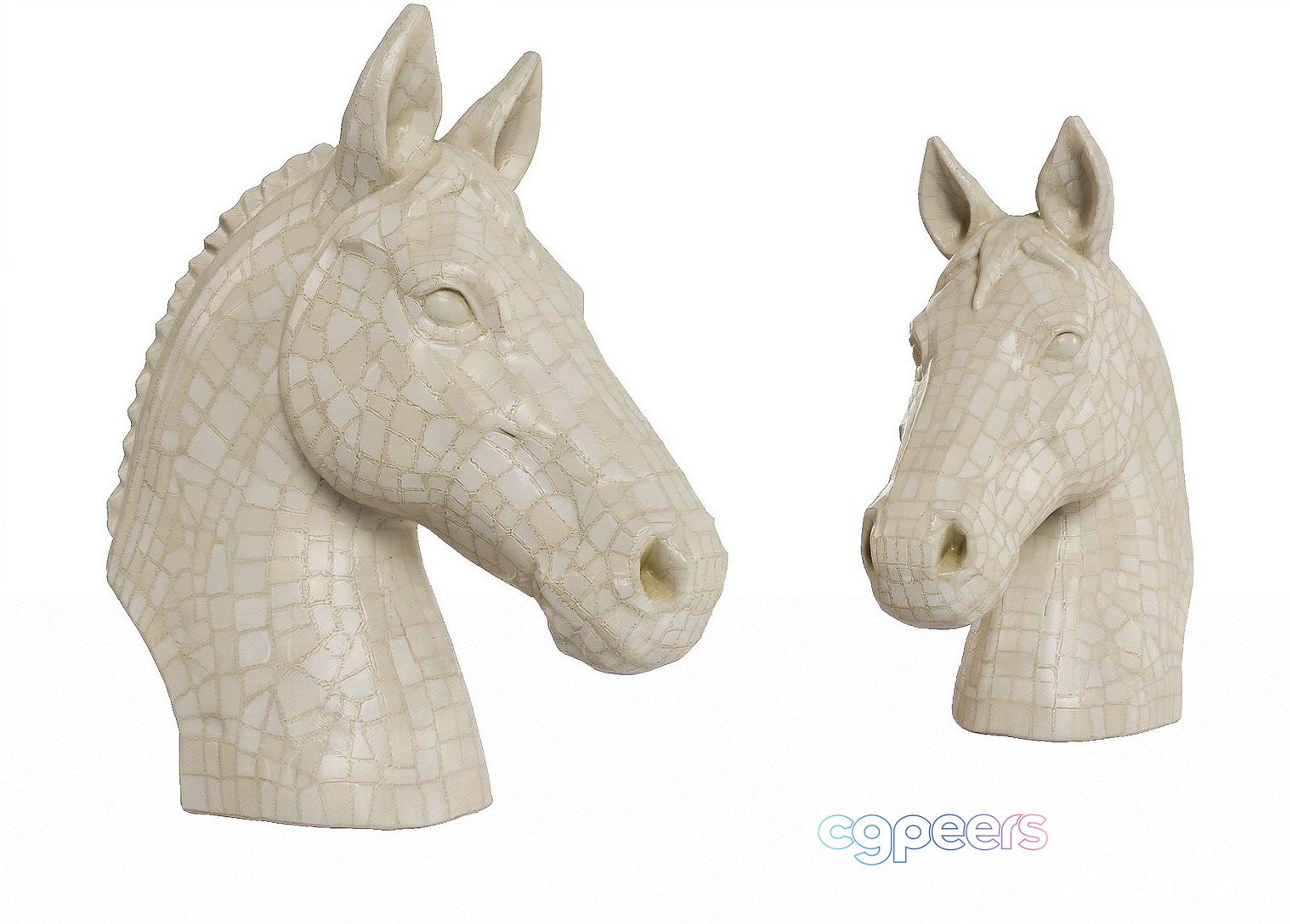 Two Horse Heads 3D Model - 23534 - VRAY Render Two Horse Heads 3D Model - 23534 - VRAY Render