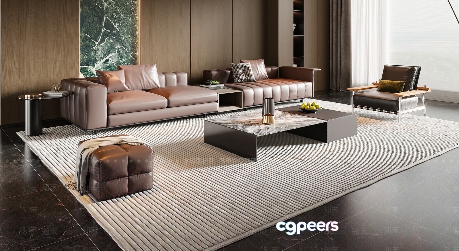 Modern Living Room 3D Model - 1659 - VRAY Render