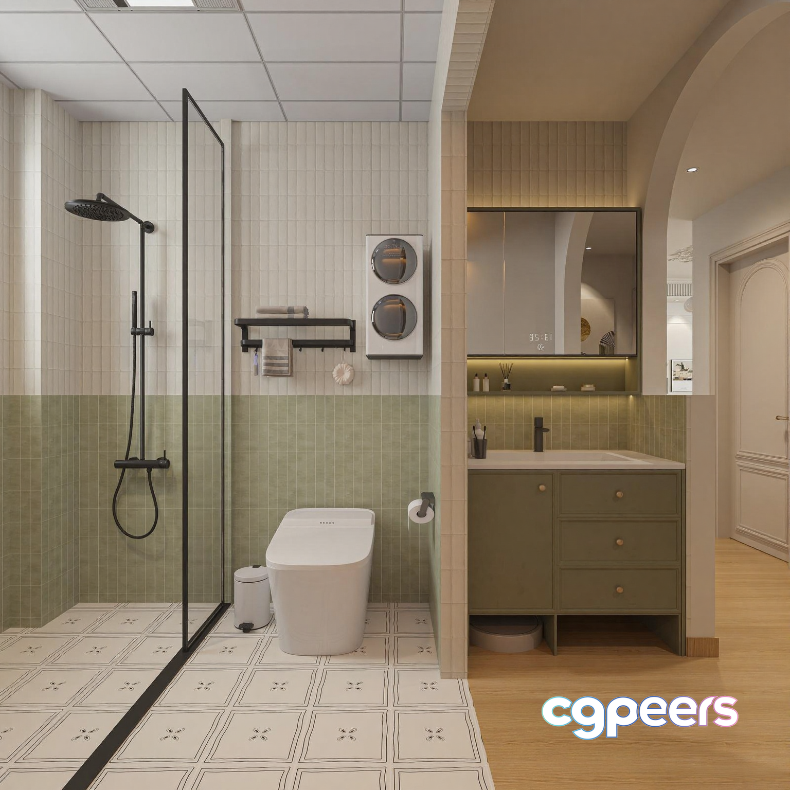 Modern Bathroom Space 3D Model - 2562 - CORONA Render