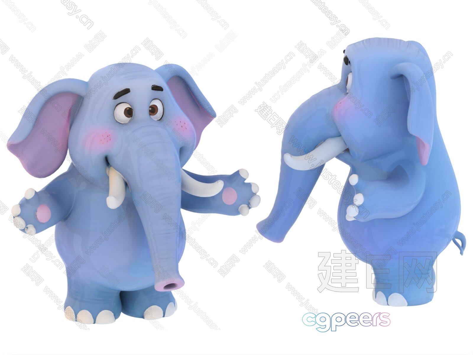 A Cartoon Elephant 3D Model - 1243 - VRAY Render