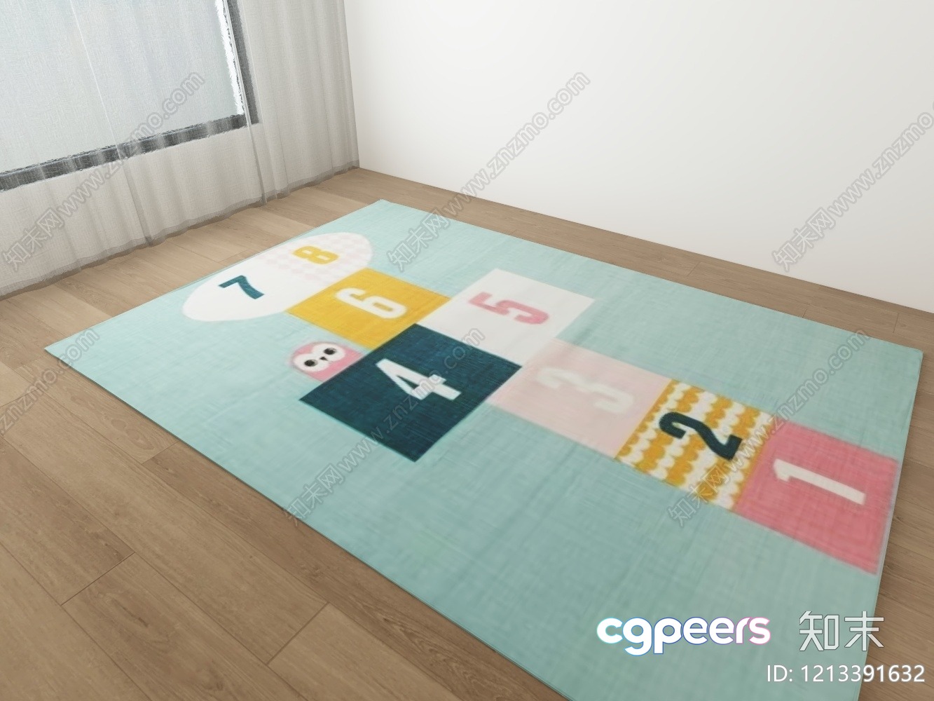 A Light Blue Rug With Colorful Numbers On It 3D Model - 6580 - VRAY Render A Light Blue Rug With Colorful Numbers On It 3D Model - 6580 - VRAY Render