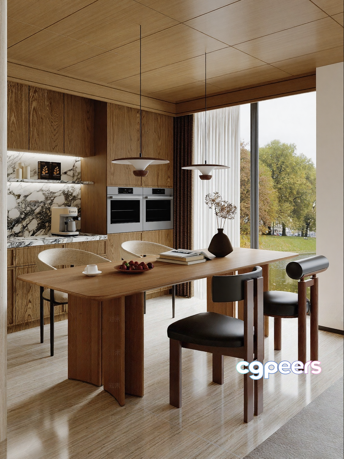 Wooden Dining Table 3D Model - 5203 - VRAY Render