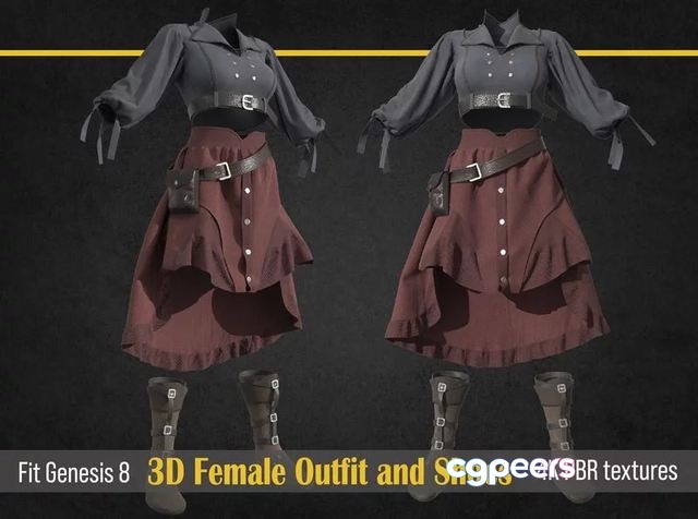 3D Game Assets - Girl ouffit character clothing and shoes 3D Game Assets - Girl ouffit character clothing and shoes