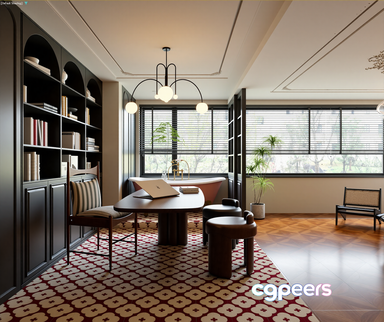 Modern Home Office 3D Model - 10629 - VRAY Render