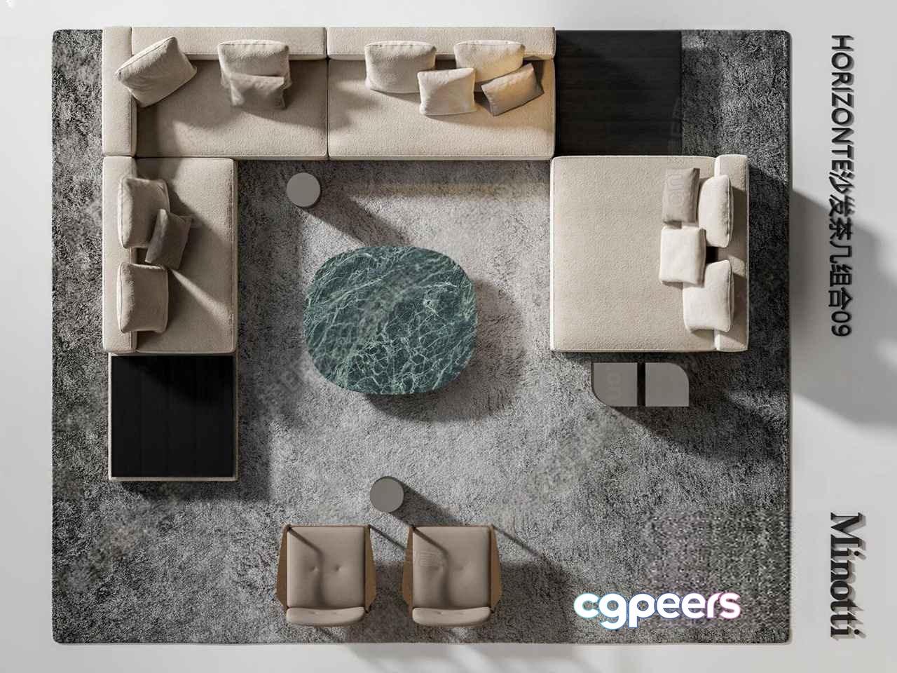 Modern Living Room 3D Model - 1206 - VRAY Render
