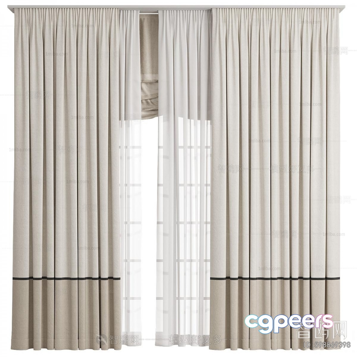 White Curtains 3D Model - 22443 - VRAY Render White Curtains 3D Model - 22443 - VRAY Render