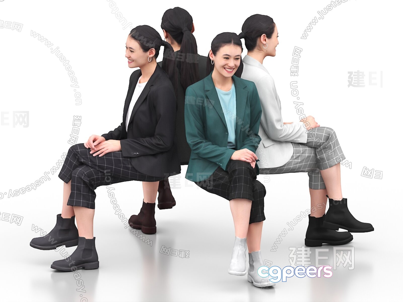 A Young Woman In Different Outfits Showcasing Her Various Styles 3D Model - 9773 - VRAY Render
