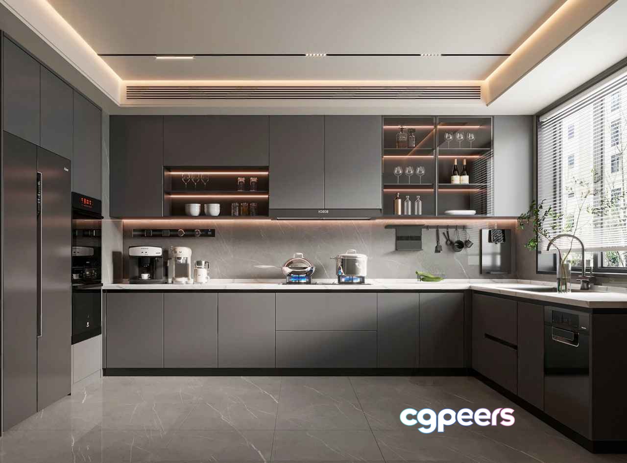 Modern Kitchen 3D Model - 23718 - VRAY Render