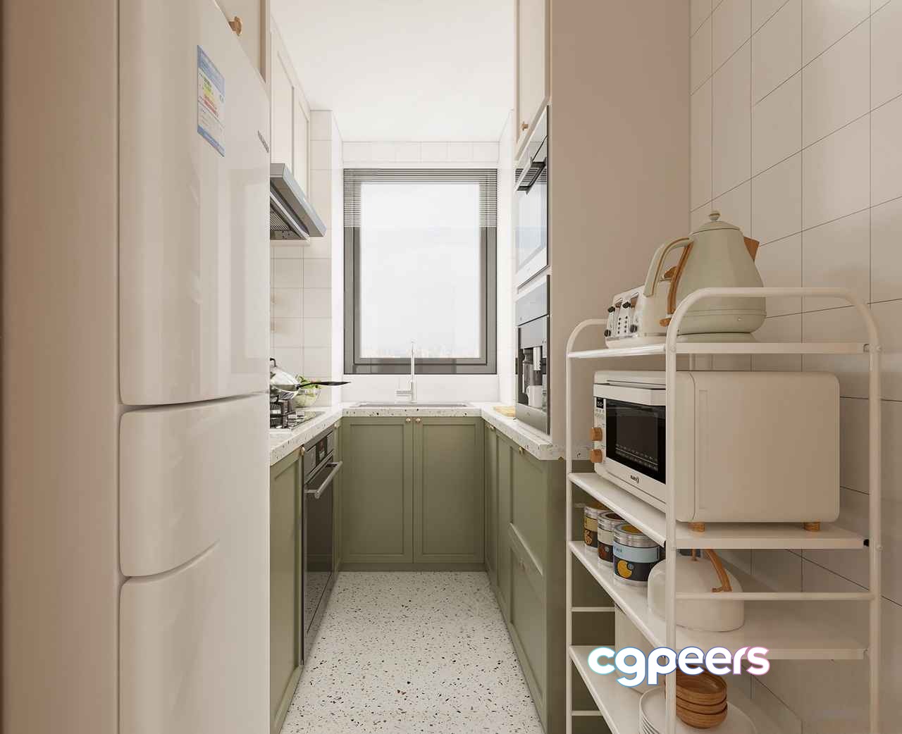 A Small Kitchen 3D Model - 2335 - VRAY Render