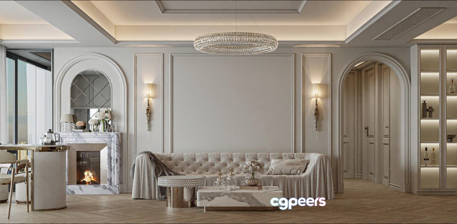 Modern Living Room 3D Model - 11370 - CORONA Render