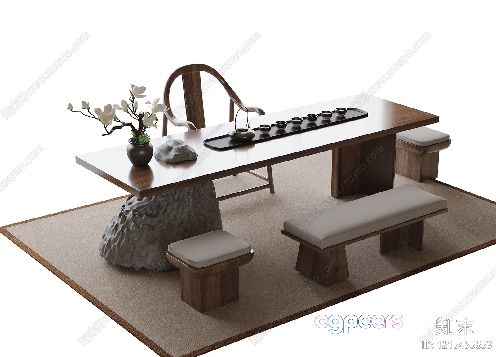 Traditional Asian Dining Table 3D Model - 16097 - VRAY Render Traditional Asian Dining Table 3D Model - 16097 - VRAY Render