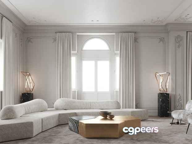 Modern Living Room 3D Model - 13803 - CORONA Render