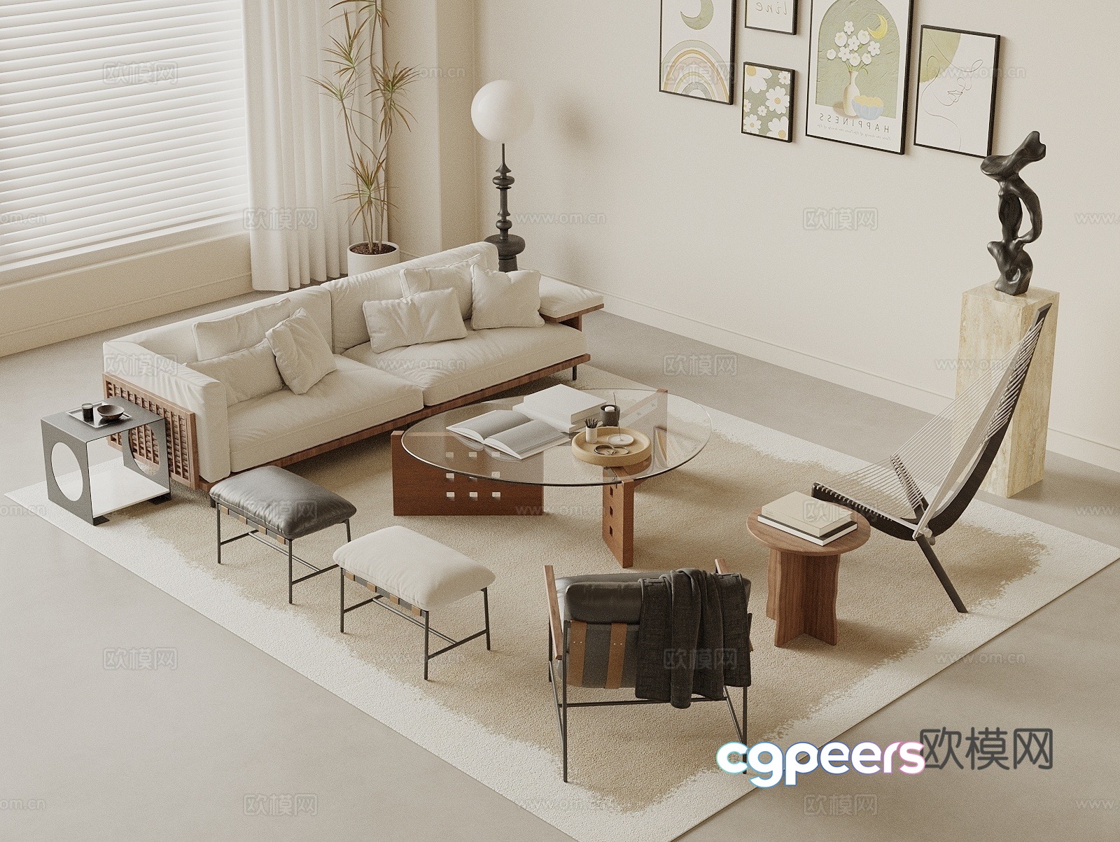 Modern Living Room 3D Model - 23133 - VRAY Render Modern Living Room 3D Model - 23133 - VRAY Render
