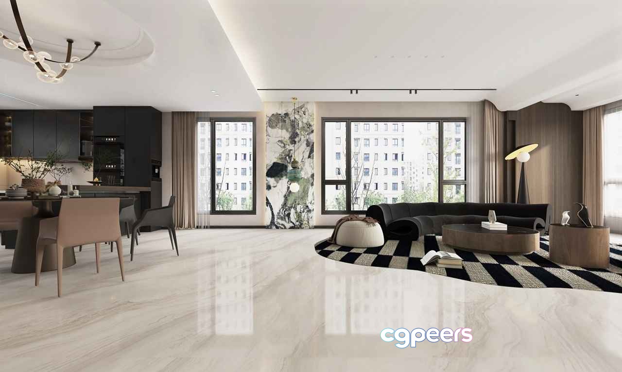 Modern Living Room 3D Model - 1519 - VRAY Render Modern Living Room 3D Model - 1519 - VRAY Render