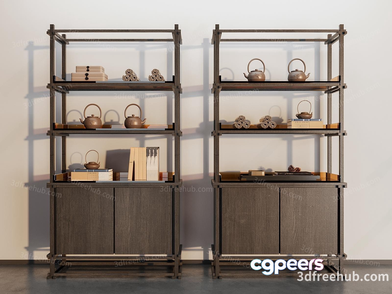 Wooden Shelving Unit 3D Model - 22049 - VRAY Render