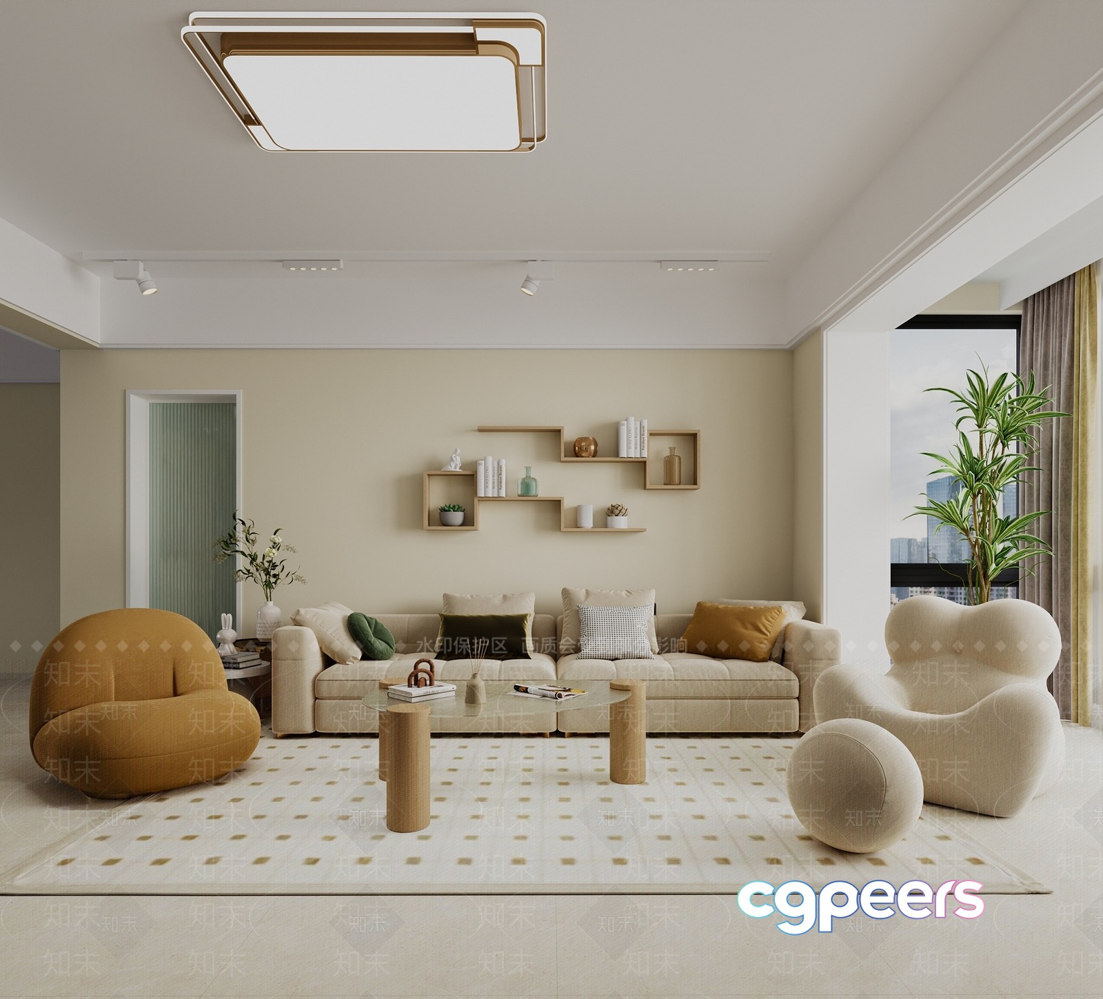 Modern Living Room 3D Model - 19551 - VRAY Render