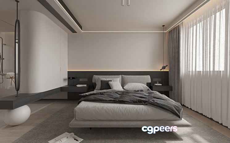 Modern Minimalist Bedroom 3D Model - 23035 - CORONA Render Modern Minimalist Bedroom 3D Model - 23035 - CORONA Render