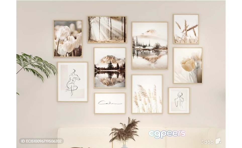 Minimalist Wall Art 3D Model - 16678 - VRAY Render