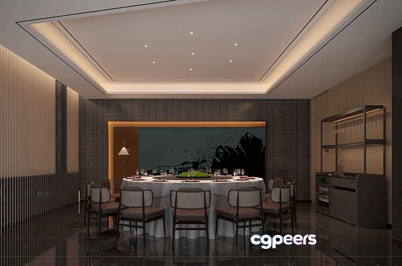 Modern Dining Room 3D Model - 4170 - CORONA Render Modern Dining Room 3D Model - 4170 - CORONA Render