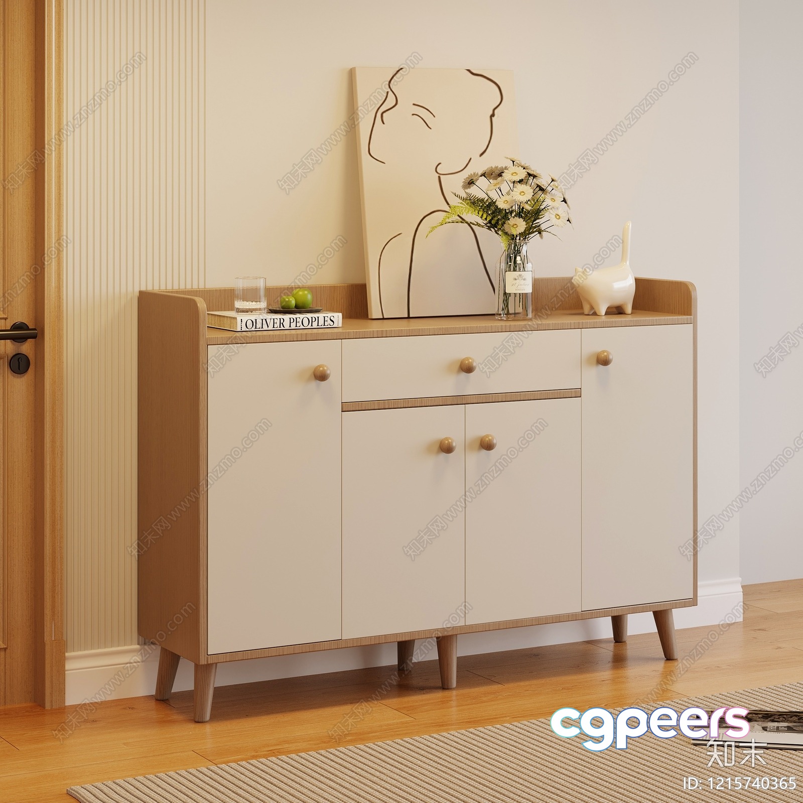 Wooden Sideboard 3D Model - 12582 - VRAY Render Wooden Sideboard 3D Model - 12582 - VRAY Render