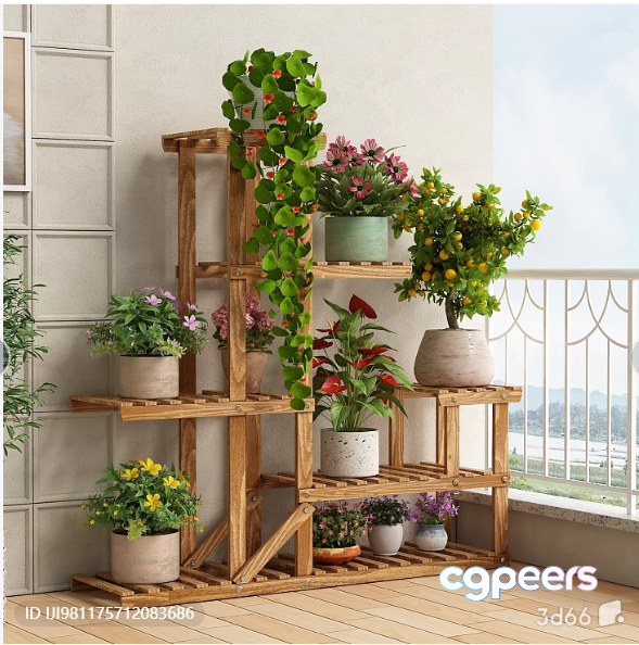 Wooden Plant Stand 3D Model - 22876 - VRAY Render Wooden Plant Stand 3D Model - 22876 - VRAY Render