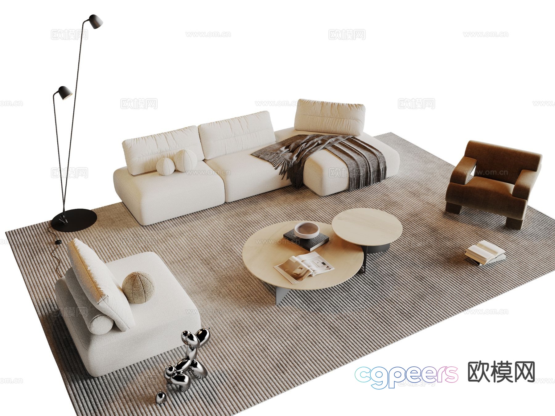 Modern Living Room 3D Model - 12687 - VRAY Render
