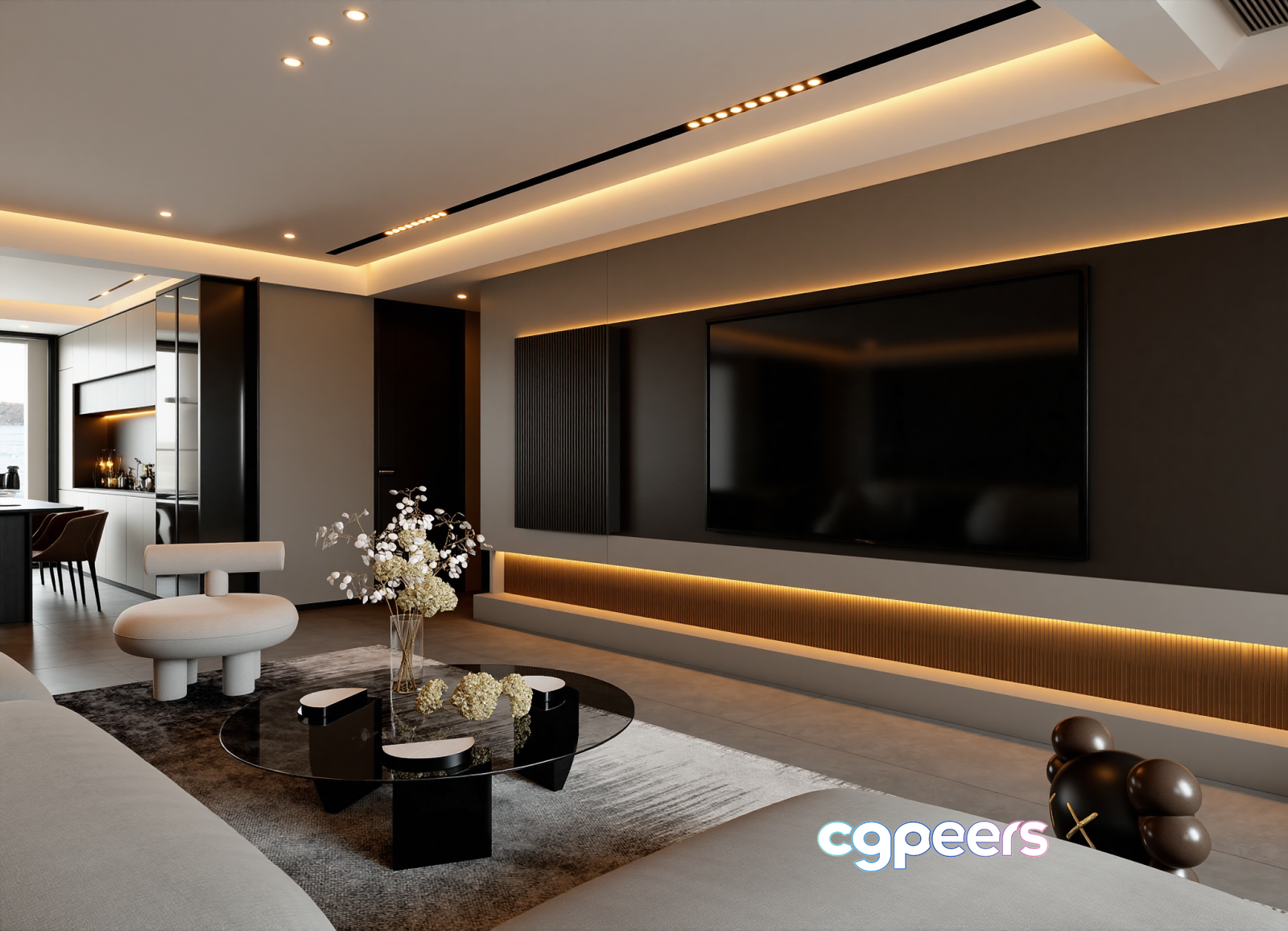 Modern Living Room 3D Model - 16088 - VRAY Render
