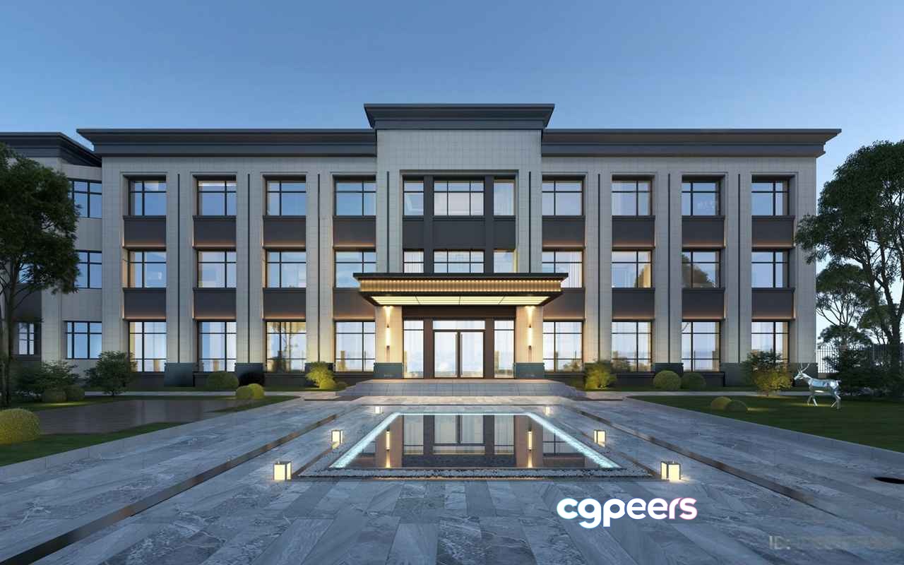 A Large Building With A Modern Style 3D Model - 983 - VRAY Render