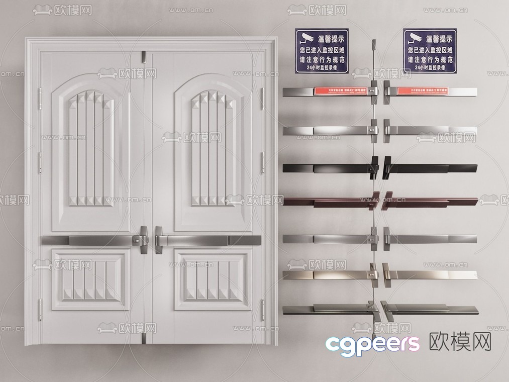 A Collection Of Doors And Door Handles 3D Model - 887 - VRAY Render