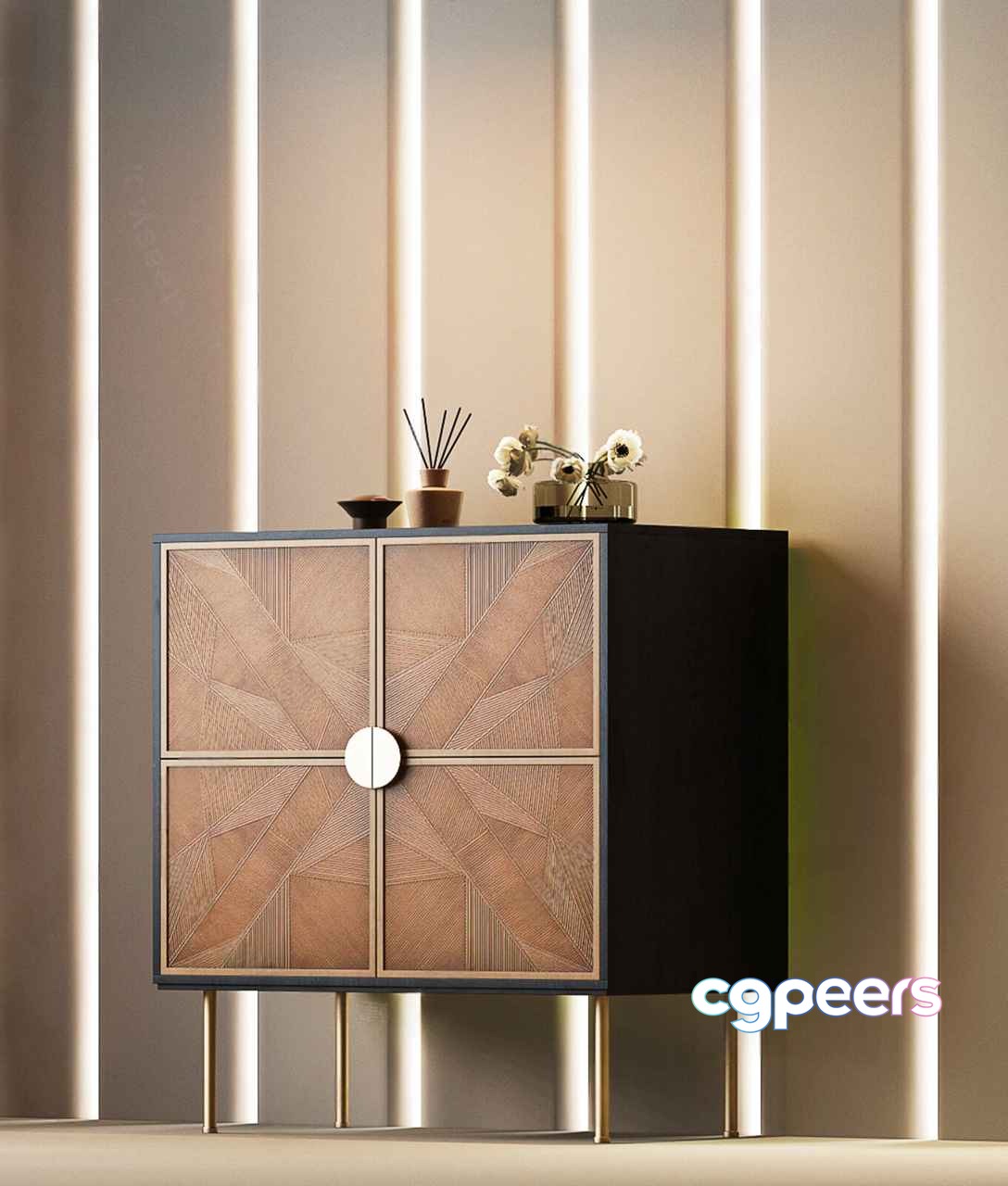 Mid-Century Modern Cabinet 3D Model - 16281 - VRAY Render