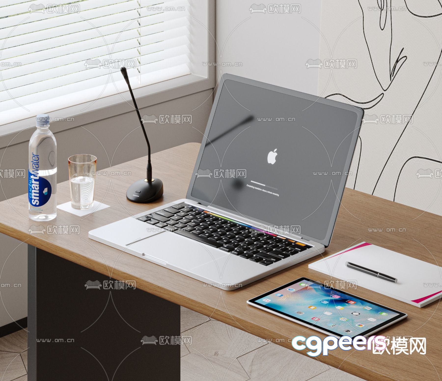 A Laptop On A Desk 3D Model - 10785 - VRAY Render