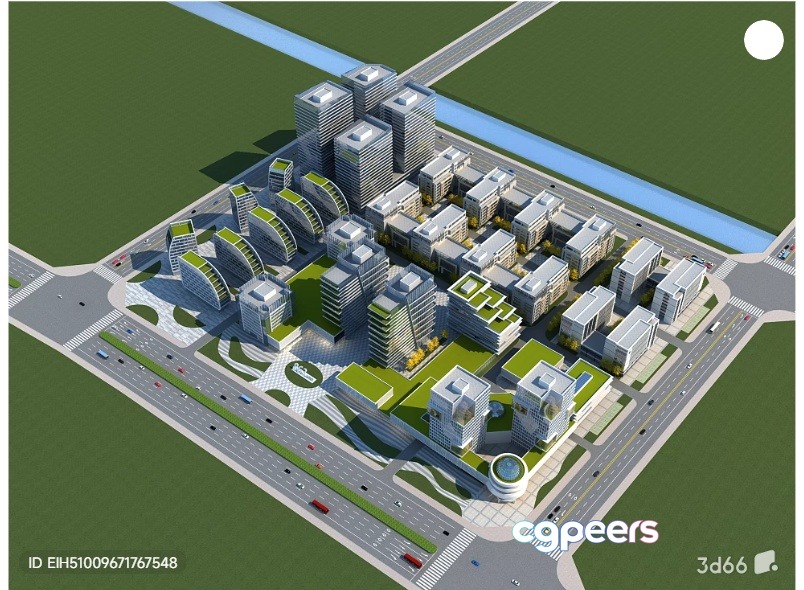 A 3D Architectural Model Of A City Block 3D Model - 2098 - VRAY Render