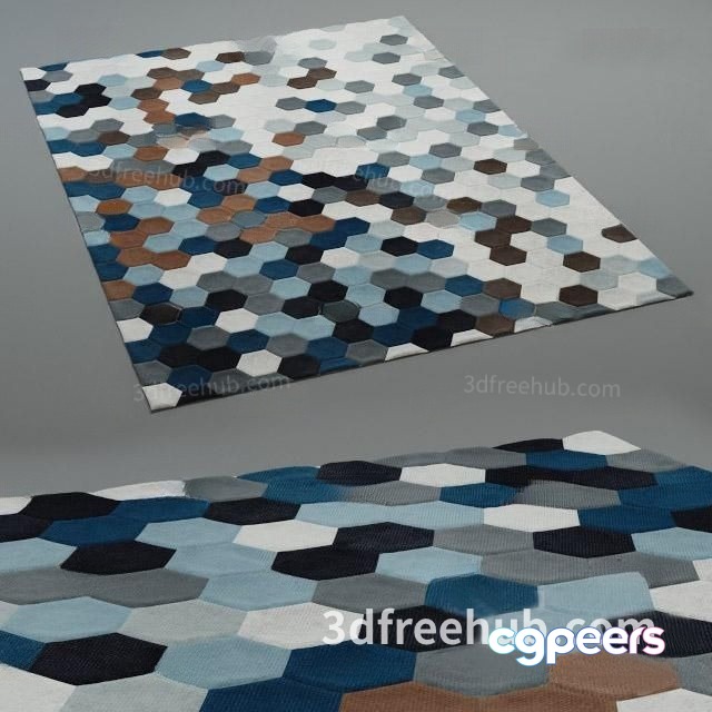 Blue And Brown Rug 3D Model - 21489 - VRAY Render