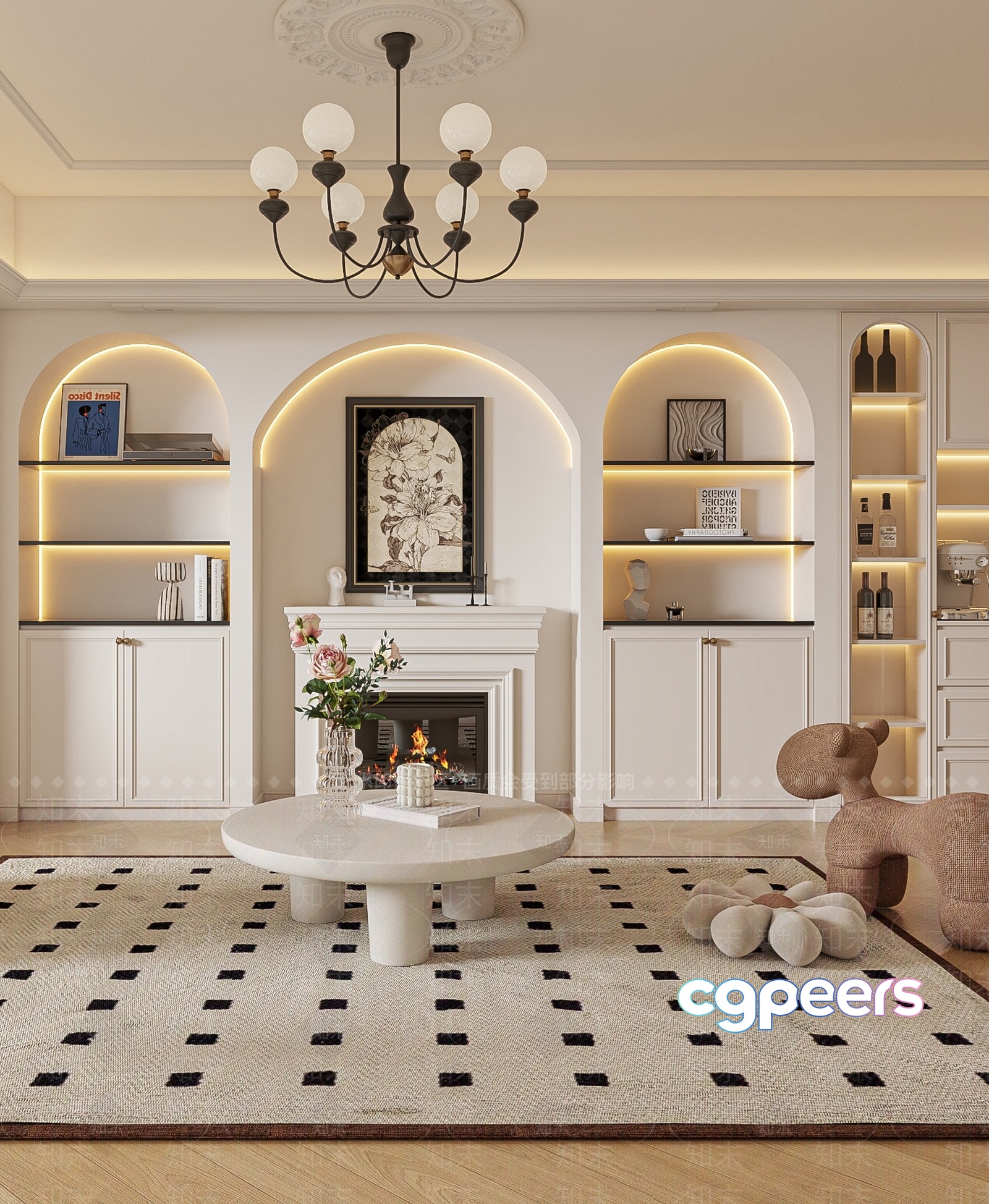 Modern Living Room 3D Model - 16045 - VRAY Render